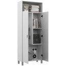 Mobile Multiuso 2 Ante 70x35x188 cm Ripiani Regolabili in Truciolato Bianco