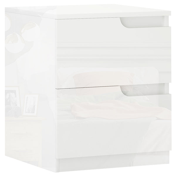 Comodino con Cassetti 40x40x48 cm in Legno Bianco Lucido sconto