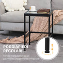 Set 2 Tavolini con Ripiano in Vetro e Struttura in Acciaio Nero