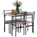 Set Tavolo Rettangolare con Sedie in MDF e Acciaio Nero e Marrone