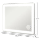 Specchio Trucco 80x62x14 cm con LED Regolabili Touch e Ingranditore 10x    