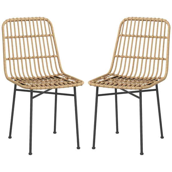 prezzo Set 2 Sedie per Cucina e Soggiorno Stile Boho 45x57x83 cm in Rattan PE e Acciaio Giallo