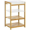 Mobiletto da Cucina 42,8x33x70 cm con Vassoio Removibile in Bambù Bianco e Legno