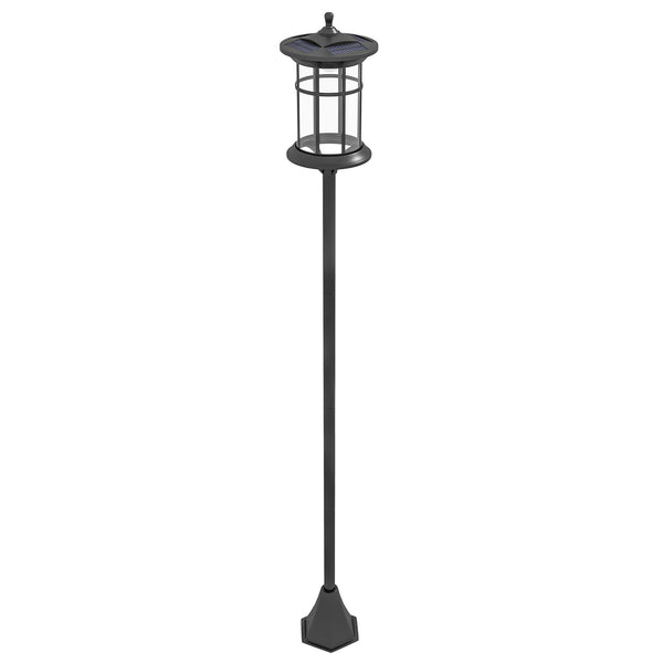 sconto Lampione Solare da Giardino con Luce LED Bianco Freddo e IP44 H184 cm in Acciaio Inox e ABS Nero