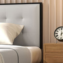 Testiera Letto Matrimoniale in Microfibra Imbottita Trapuntata a Bottoni per Letti da 180cm  Grigio Chiaro