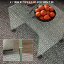 Tavolino da Salotto in Vetro Temperato Design Monoblocco Moderno 50x40x45 cm  