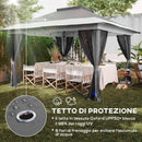 Gazebo da Giardino Pop-Up 356x356x280 cm Altezza Regolabile e Protezione UPF50+ Borsa con Ruote Grigio   