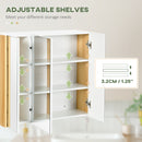 Specchiera da Bagno 3 Ante 68x22x60 cm Mensole Regolabili Bianco