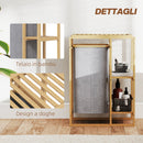 Cesto Portabiancheria 50x32x70 cm con Borsa Estraibile e Ripiano in Bambù Grigio  