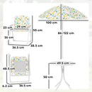 Set da Giardino per Bambini 2-5 Anni con Tavolino 2 Sedie e un Ombrellone Bianco    