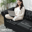 Divano 3 Posti Stile Chesterfield 213x86x79 cm a Molle Insacchettate in Finta Pelle Nero  