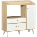 Mobile da Cucina per Microonde 90x30x94 cm in Truciolato Naturale e Bianco