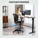 Sedia Girevole 55x58x94 cm con Anello Poggiapiedi e Schienale Ricurvo Nero  