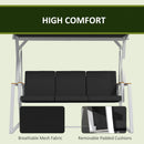 Panchina da Giardino 3 Posti con Tettuccio Inclinabile 205x130x175 cm in Acciaio Grigio Scuro