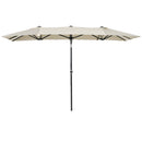 Ombrellone Doppio 150x295x170-214 cm Inclinabile e Regolabile in Poliestere e Metallo Crema  