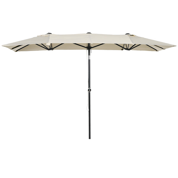Ombrellone Doppio 150x295x170-214 cm Inclinabile e Regolabile in Poliestere e Metallo Crema sconto