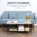 Tavolino da Salotto Basso a 2 Ripiani 100x50x46,5 cm in MDF e Metallo Color Legno