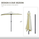 Ombrellone da Terrazza 260x135 cm a Mezzaluna con Apertura a Manovella Beige   