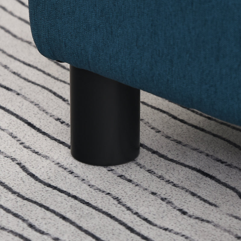 Pouf Poggiapiedi Imbottito 40x30x24 cm Rettangolare Blu Scuro  