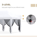 Gazebo da Giardino Pieghevole 585x295x270 cm con 6 Tende Zanzariere in Acciaio Bianco Crema