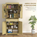 Credenza Cucina Stile Boho 2 Armadietti con Portaspezie e Cassetto 76x40x183 cm Rovere
