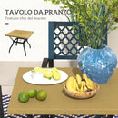 Set Tavolo e 4 Sedie da Giardino Piano Effetto Marmo e Sedie Impilabili con Braccioli Marrone