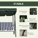 Dondolo da Giardino a 3 Posti 172x110x153 cm con Tettuccio Inclinabile e Cuscini Verde   
