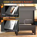 Camino a Bioetanolo da Pavimento Autoportante con Bruciatore da 0,9L 38x22x54 cm Nero  