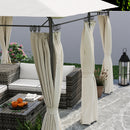 Gazebo da Giardino 397x297x265 cm con Tende Rimovibili e Struttura in Metallo Crema   