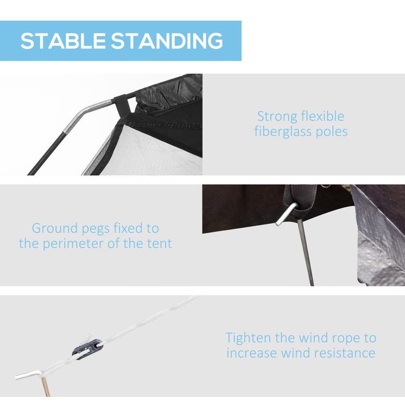 Tenda da Campeggio e Spiaggia a Rete Anti UV per 4 Persone con Borsa di Trasporto 3x3m  Nero