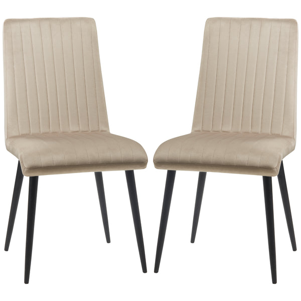 online Set 2 Sedie Imbottite 43x58x90 cm in Tessuto Marrone Chiaro