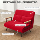 Divano Letto Schienale Regolabile 102x73x81 cm in Velluto Rosso 