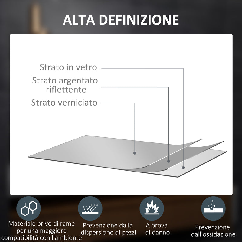 Specchio Bagno con Luci LED  3 Tonalità 70x50 cm Interruttori Touch e Funzione Antiappannamento   