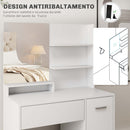 Consolle Trucco con Specchio e Sgabello 80x40x132 cm Bianco   