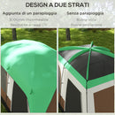 Tenda da Campeggio 4 Posti a Tunnel Impermeabile con Finestre a Rete 490x305x225 cm in Poliestere Verde-4