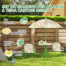 Set da Giardino per Bambini 2-5 Anni con Tavolino 2 Sedie e un Ombrellone Verde    