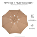Ombrellone da Giardino Ø300x250H cm Palo in Legno e 8 Stecche Cachi  