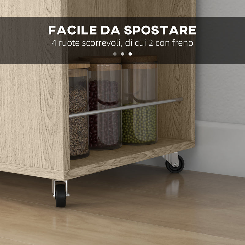 Carrello da Cucina con Ripiano 2 Ante 75x40x80,5 cm in Truciolato Rovere e Nero