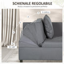 Poltrona Letto Singolo Schienale Reclinabile 98x69x65 cm Tessuto Effetto Lino Grigio Scuro 