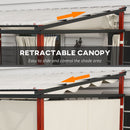 Pergola con Tende Laterali e Tetto Retrattile in PC 345x300x215-255 cm in Alluminio e Metallo Crema