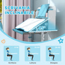 Banco Scuola per Bambini con Piano Inclinabile con Sedia Altezza Regolabile Blu 