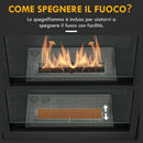 Camino a Bioetanolo da Pavimento 73x20x75 cm Bruciatore da 0,9L in Acciaio Verniciato  Nero Opaco 