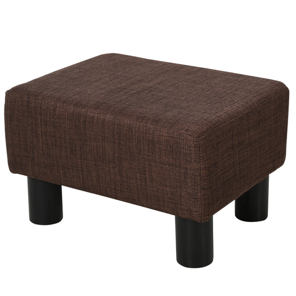 Pouf Poggiapiedi Imbottito 40x30x24 cm in Tessuto Effetto Lino Marrone Scuro prezzo