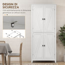 Credenza Mobile Alto Cucina 4 Ante Multiuso 80x40x182cm in Legno Bianco 