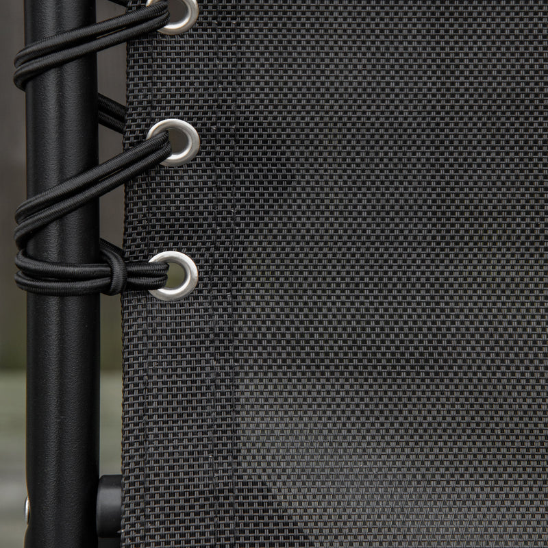Lettino Prendisole Pieghevole 197x58x26 cm in Acciaio e Tessuto Nero
