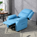 Poltrona Alzapersona Reclinabile con Poggiapiedi e Telecomando 76x90x105 cm Azzurro  