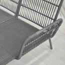 Set da Giardino 3 Pezzi in Stile Boho Divano 2 Posti Chaise Longue e Tavolino in Rattan PE Grigio Chiaro  