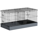 Gabbia per Animali Piccoli 2 in 1 121x61x61 cm con Coperchio Rimovibile e Sezioni Separate Nero   