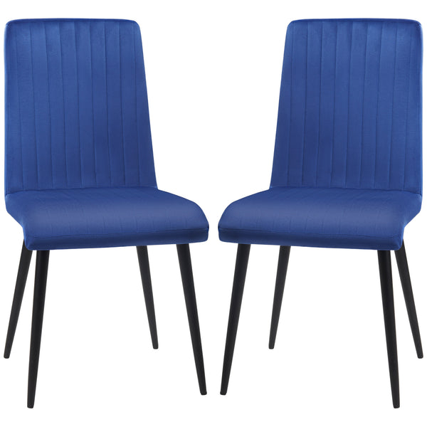 online Set 2 Sedie Imbottite 43x58x90 cm in Tessuto Blu