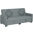 Divano Letto 3 Posti Clic Clac 196x90x89 cm con Schienale Reclinabile e 2 Cuscini Grigio   